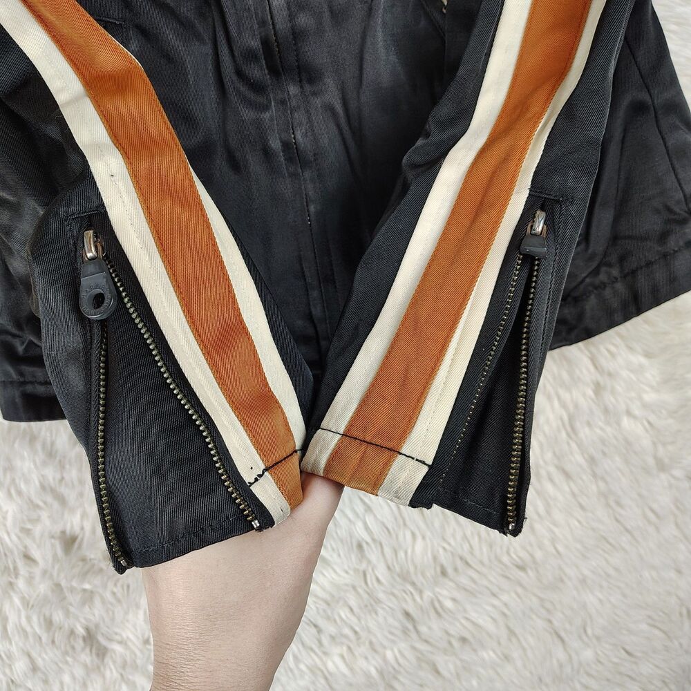 FLAWS Harley Davidson Womens XS Motorcycle Jacket Black Orange Zip - Picture 8 of 16